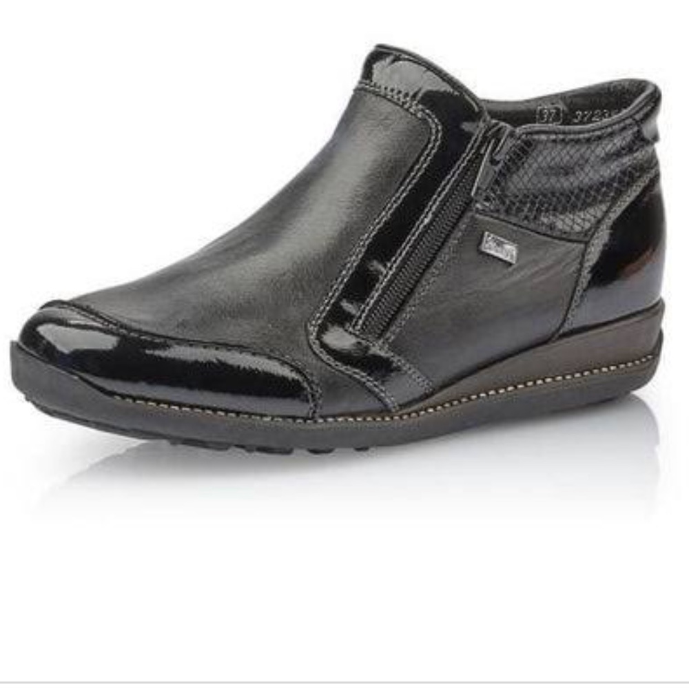 RIEKER WOMENS DUAL ZIP LOW BOOTS - BLACK Size 42 or 10